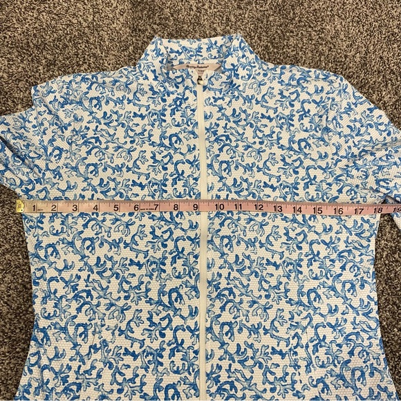 Tommy Bahama Golf and Tennis Blue and White Print Full Zip Jacket Sz Medium - Picture 6 of 7